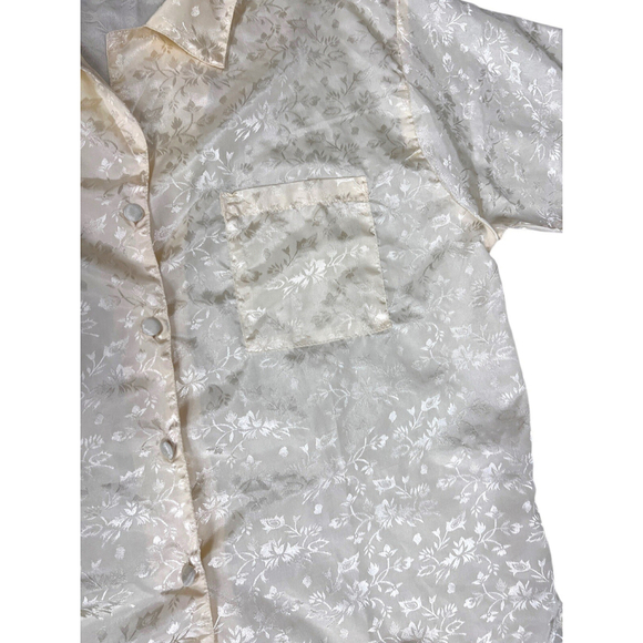 Cool Clothing Pajama Set Large Short Sleeve Shirt Pants Cream satin - Picture 4 of 6